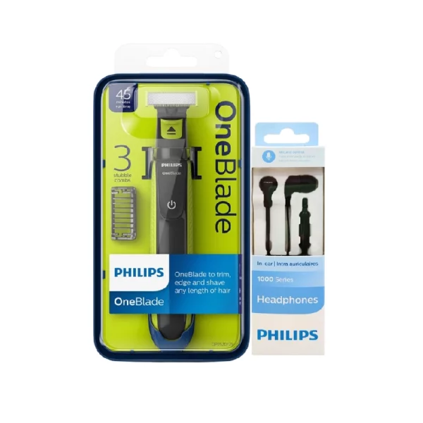 Philips OneBlade ЕЛЕКТРИЧЕН БРИЧ ЗА МАЖИ, 3 додатоци (1,3,5 mm)
