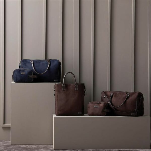 VINGA Hunton Weekend Bag blue and brown